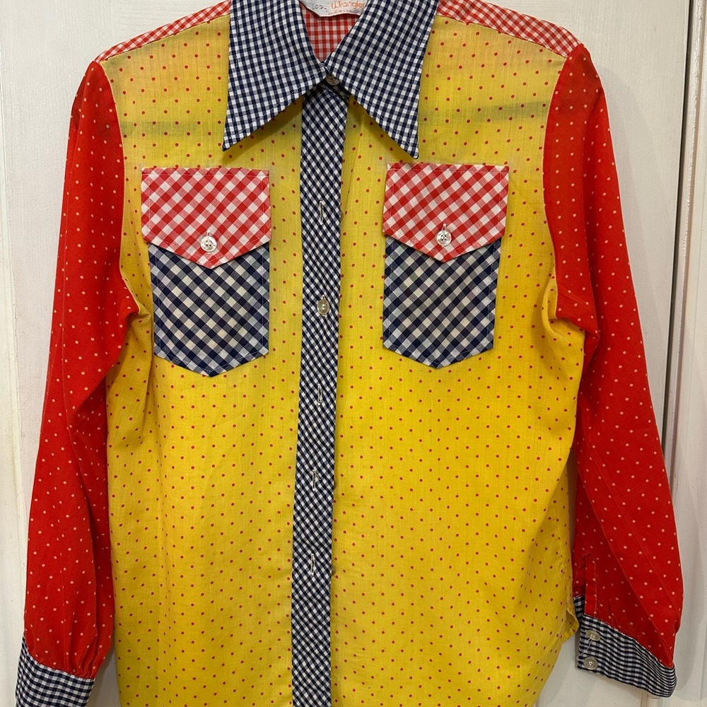 Vintage 70s Lady Wrangler Shirt: Polka Dot Western Top, Size 36/S